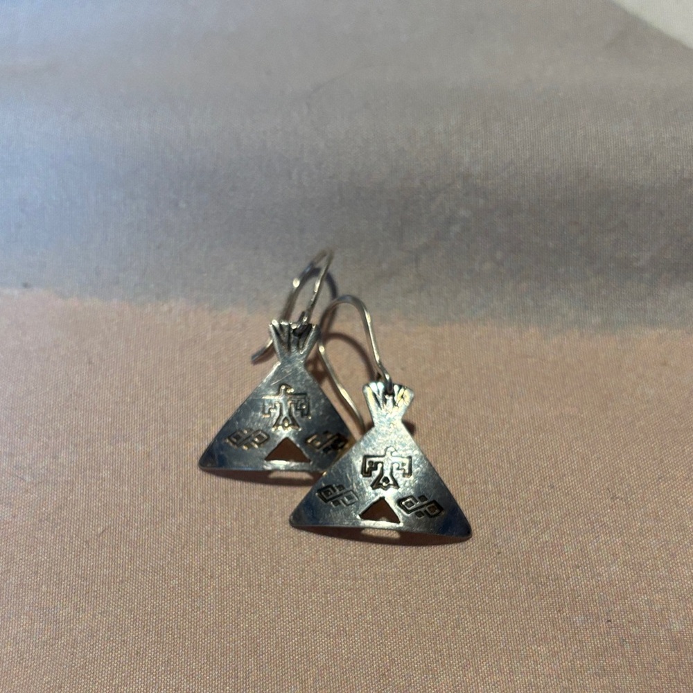 Silver Teepee Earrings - Picture 3 of 4